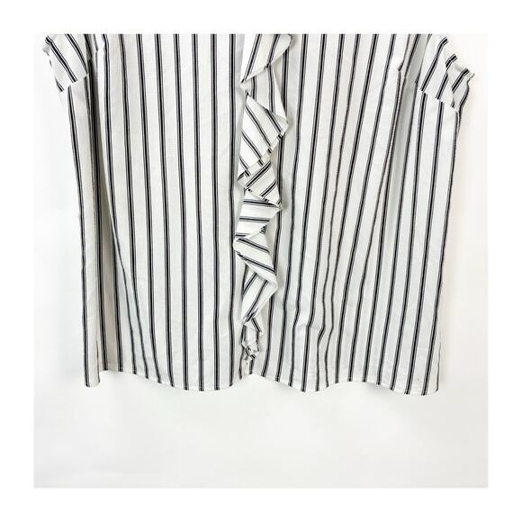 2/$30 Merona Plus Sleeveless Ruffle‑Front Blouse 2XL Women Black‑Ivory Striped - Picture 5 of 10